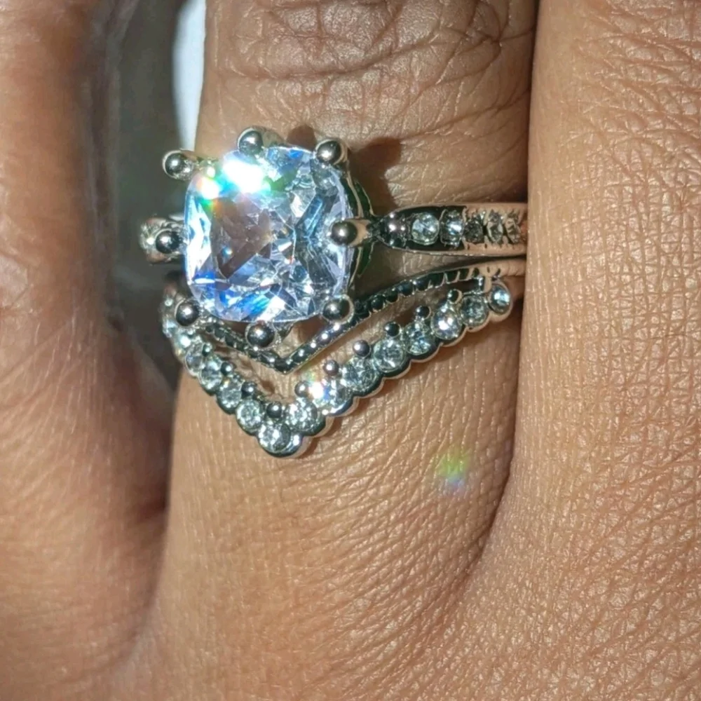 Elegant diamond bridal ring set sz 6